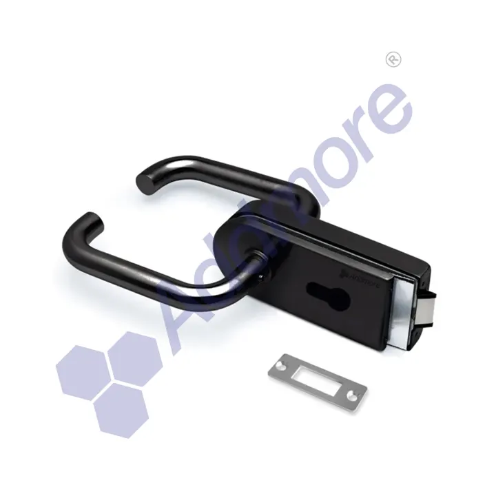 AOPS-04 D Type Lock with Strike Plate, Office Partition · Black Matt